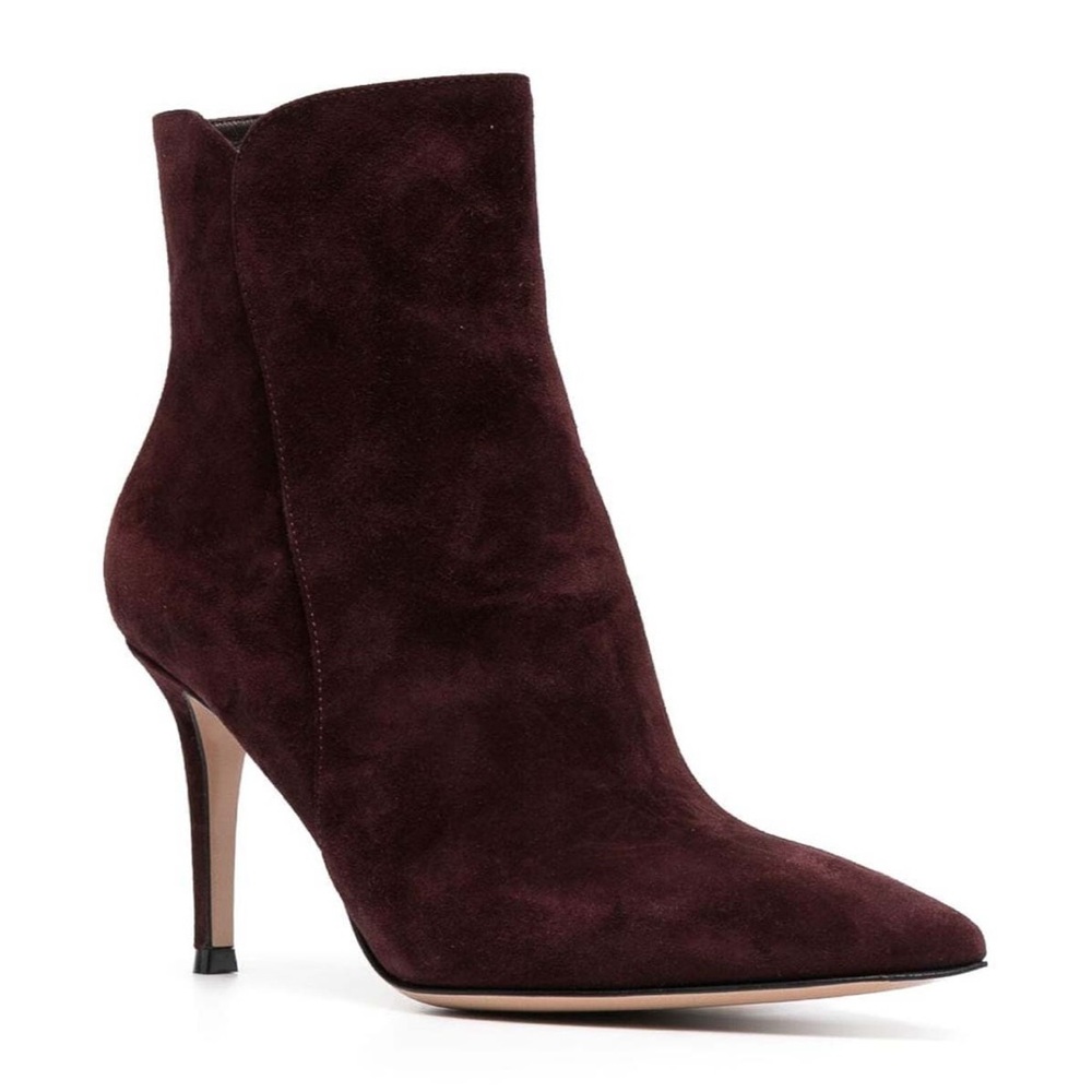 NWT Gianvito Rossi Levy 85 Dark Burgundy Heeled Boots, Size 41/11